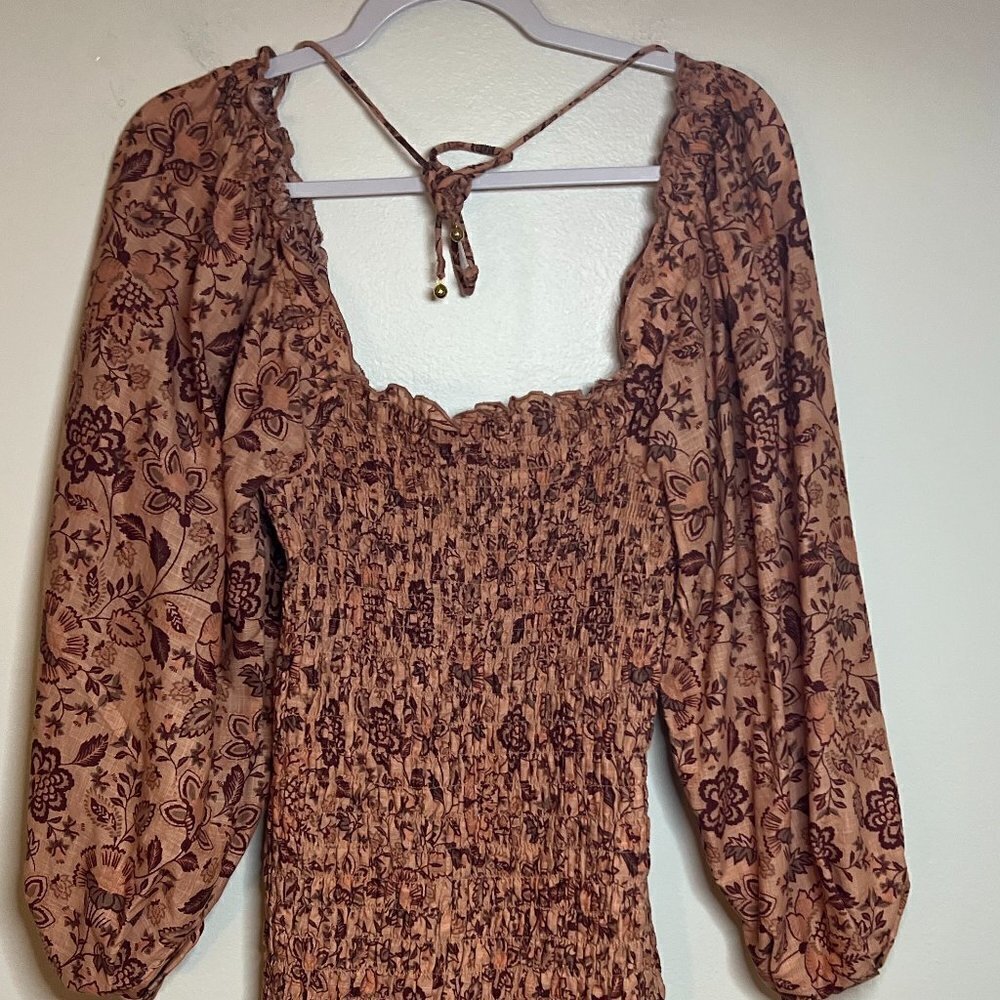 Free People Floral Mini Dress with Balloon Sleeves Size M
